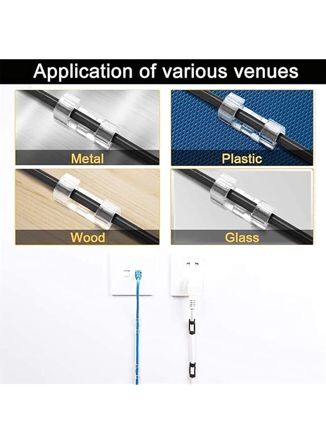 إيروريكس 40 قطعة من مشابك الكابلات الشفافة ومشابك إدارة الكابلات وحامل الأسلاك القوي اللاصق ذاتيًا وحامل الأسلاك شديد التحمل ومشبك الأسلاك المتين لإدارة الكابلات وكابل شحن USB - Image 5