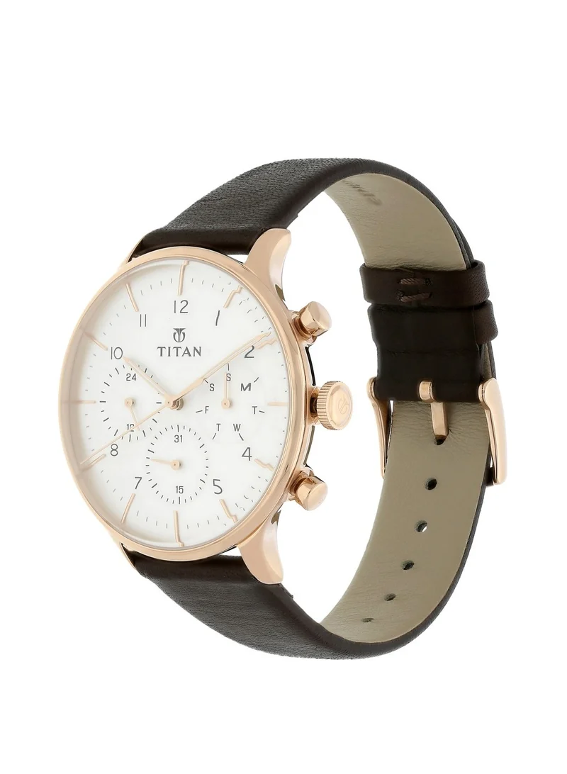 TITAN Men Analog Round Shape Leather Wrist Watch - 90102WL01 - 48 Mm