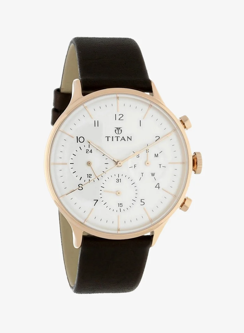TITAN Men Analog Round Shape Leather Wrist Watch - 90102WL01 - 48 Mm