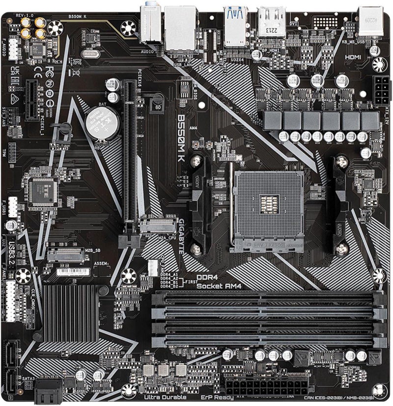 Inland Micro Center AMD Ryzen 5 4500 Desktop Processor with GIGABYTE B550M K Motherboard (Micro-ATX, DDR4, Dual M.2, SATA 6Gb/s, PCIe 4.0) - Image 5