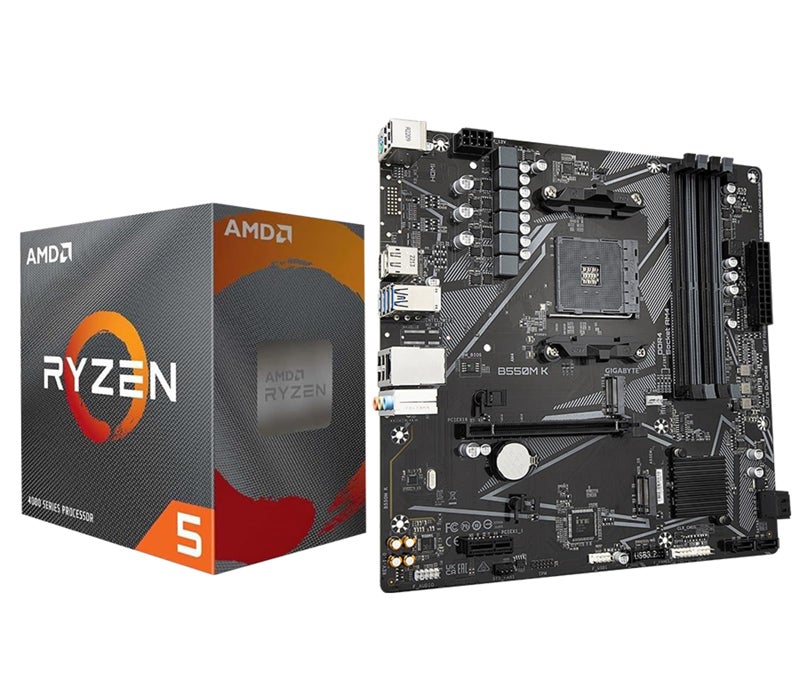 Inland Micro Center AMD Ryzen 5 4500 Desktop Processor with GIGABYTE B550M K Motherboard (Micro-ATX, DDR4, Dual M.2, SATA 6Gb/s, PCIe 4.0) - Image 1