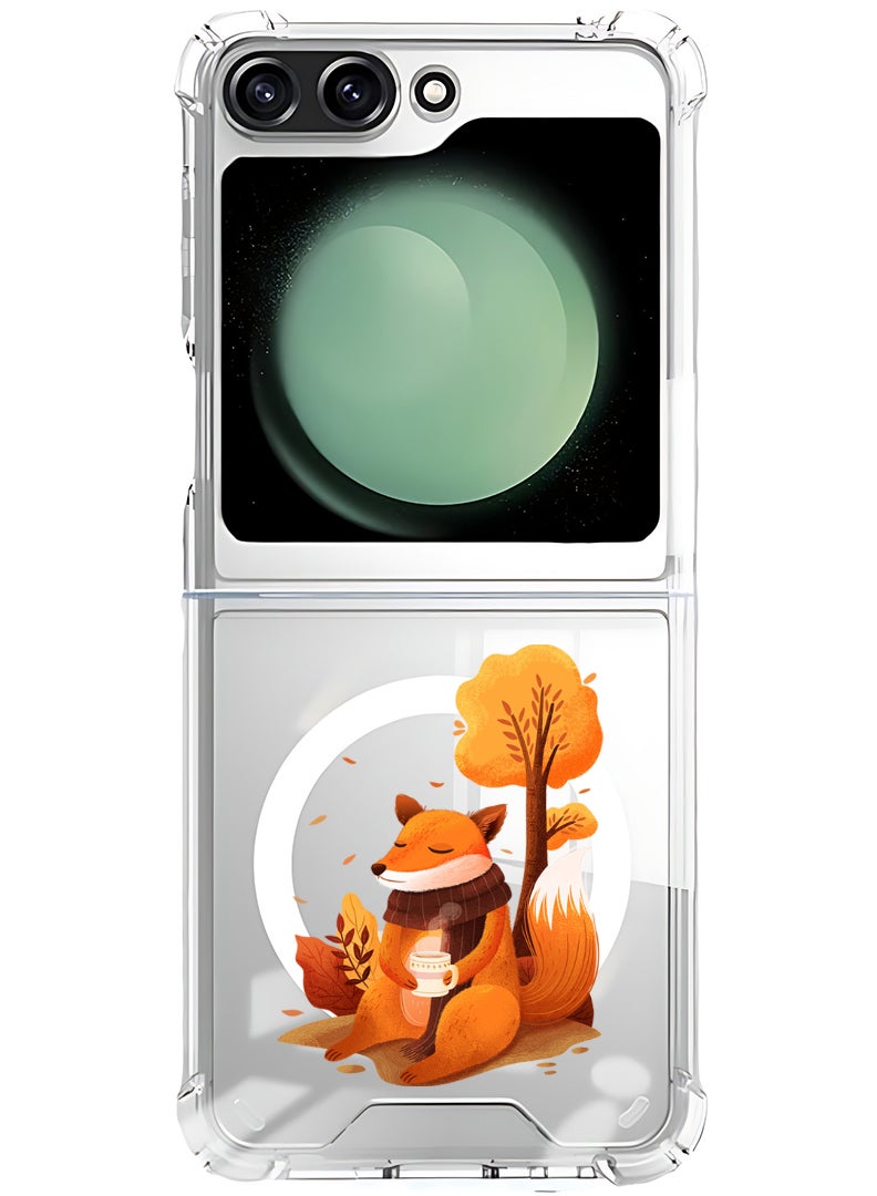 Theodor Magnetic Case for Samsung Galaxy Z Flip 5 Compatible with MagSafe Wireless Charging, Shockproof Phone Bumper Cover Fox - Image 1