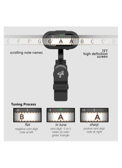 Generic Clip On Tuner Rechargeable, Chromatic Tuner for Guitar Bass Ukulele and Wind Instruments, Pitch 410-460Hz, High Definition TFT Screen Easy to Read in Bright Light, Quick & Accurate Tuning  - Image 2
