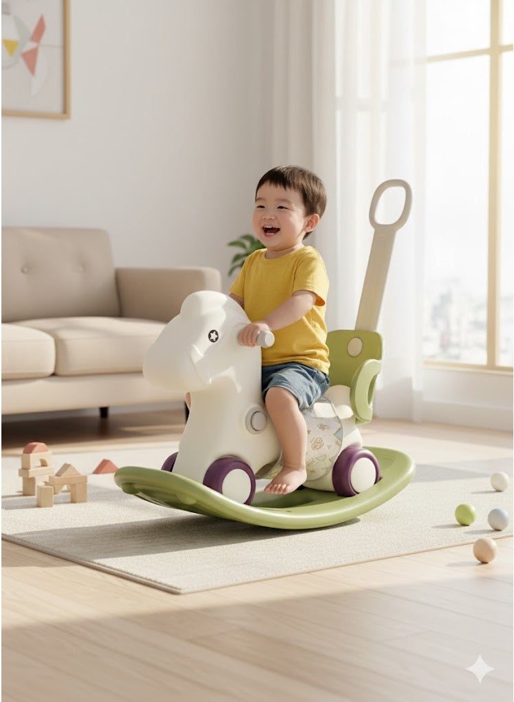 FULL JOY Rocking Horse With Backrest For  Toddler Baby  With Detachable Balance Board And Footrest 3*1 - Image 3