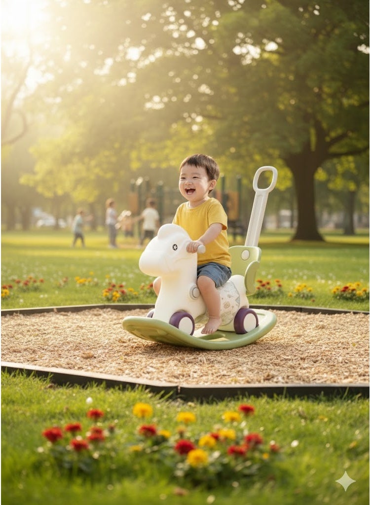 FULL JOY Rocking Horse With Backrest For  Toddler Baby  With Detachable Balance Board And Footrest 3*1 - Image 5