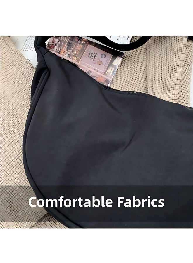 Girls' Crescent Half-Moon Hobo Crossbody Bag, Nylon Shoulder Bag with Single Adjustable Strap Lightweight and Durable, Large Capacity Daily Commuting Side Bag for Students Teenagers College Use - Image 4