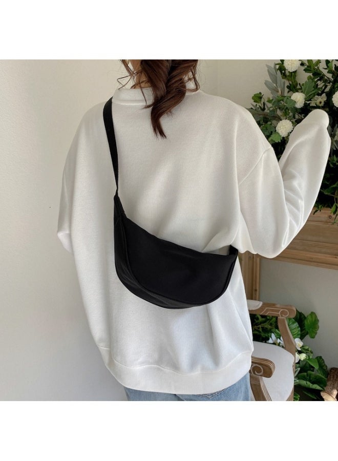 Girls' Crescent Half-Moon Hobo Crossbody Bag, Nylon Shoulder Bag with Single Adjustable Strap Lightweight and Durable, Large Capacity Daily Commuting Side Bag for Students Teenagers College Use - Image 3