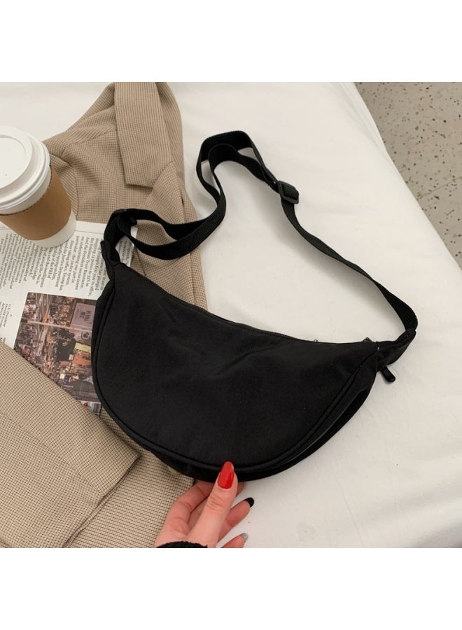 Girls' Crescent Half-Moon Hobo Crossbody Bag, Nylon Shoulder Bag with Single Adjustable Strap Lightweight and Durable, Large Capacity Daily Commuting Side Bag for Students Teenagers College Use - Image 2