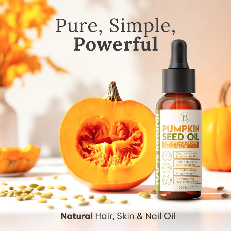 BLOOMORA Cold Pressed Pumpkin Seed Oil for Hair Care, Dry Scalp Oil, Skin & Nail Hydration (2Fl Oz), Pumpkin Seed Extract Drops for Scalp Care, Smooth Split Ends, Natural Hair Serum Alternative - Image 2