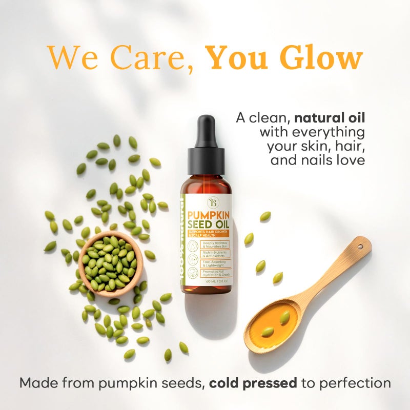 BLOOMORA Cold Pressed Pumpkin Seed Oil for Hair Care, Dry Scalp Oil, Skin & Nail Hydration (2Fl Oz), Pumpkin Seed Extract Drops for Scalp Care, Smooth Split Ends, Natural Hair Serum Alternative - Image 5