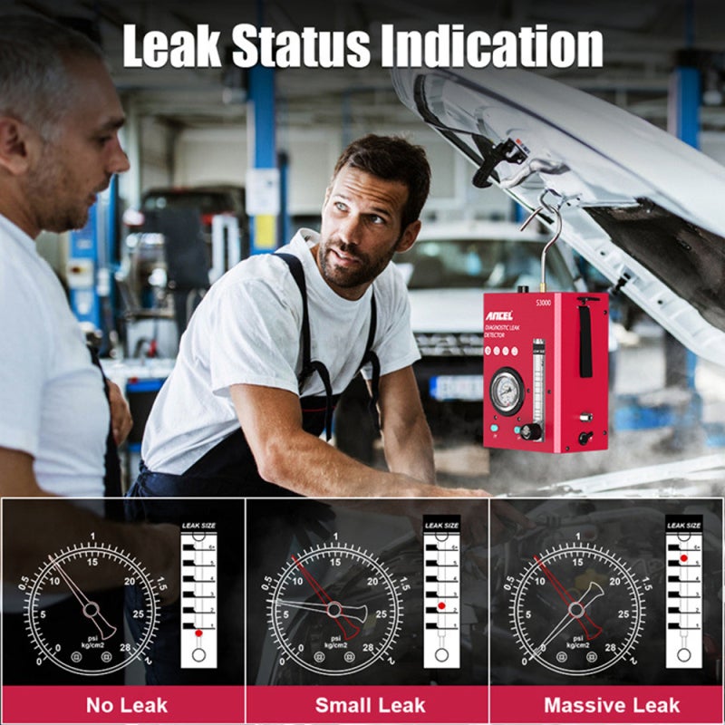 Red Automotive Detector: Adjustable Flowmeter Pressure Gauge - Built-In Overheat Anti-Frost Protection Smoke Leak Detection Tool for Automotive Motorcycle ATV Off-Road Vehicle Light Truck Speedboat Tr - Image 3