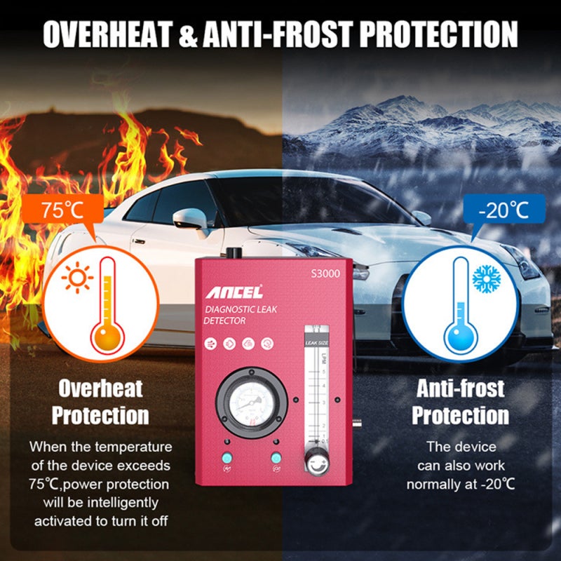 Red Automotive Detector: Adjustable Flowmeter Pressure Gauge - Built-In Overheat Anti-Frost Protection Smoke Leak Detection Tool for Automotive Motorcycle ATV Off-Road Vehicle Light Truck Speedboat Tr - Image 2