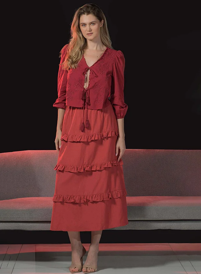 Virgio VIRGIO 100% Viscose Top Tie-Up Style With Embroidery