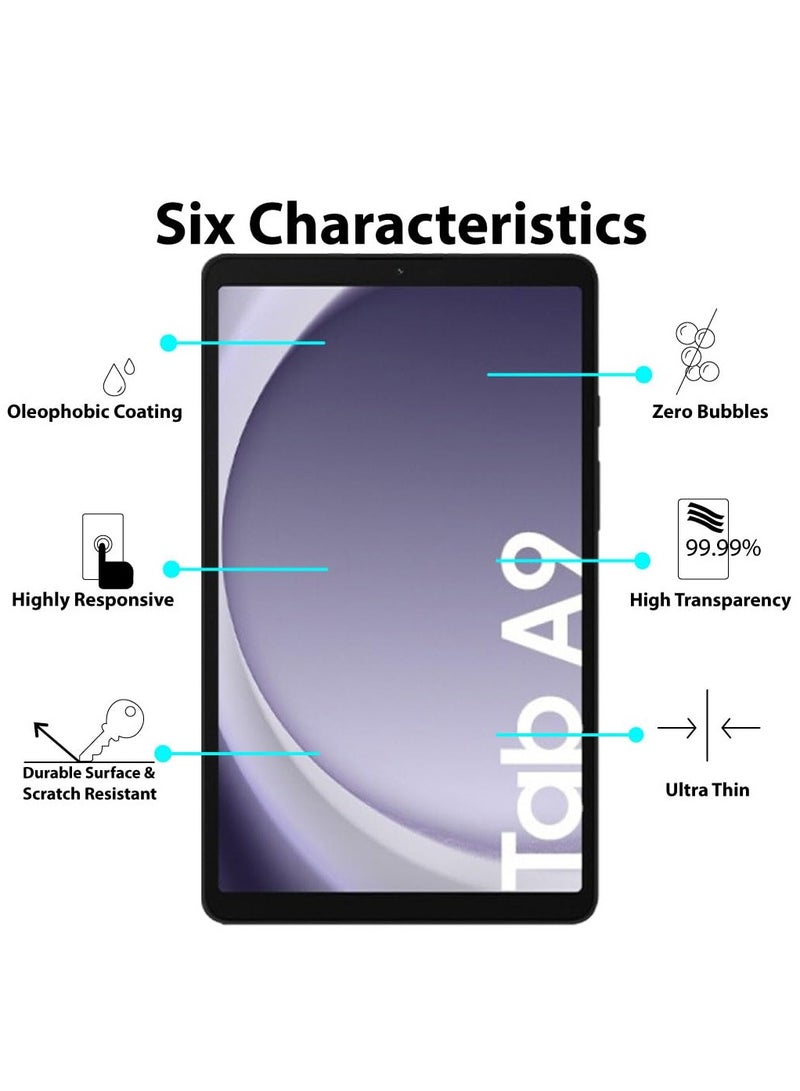 erorex Screen Protectors compatible with Samsung Galaxy Tab A9, 9H hardness, anti-scratch, anti-oil, anti-bubbles, 2.5D round edge, transparent For Samsung Galaxy Tab A9 - Image 2