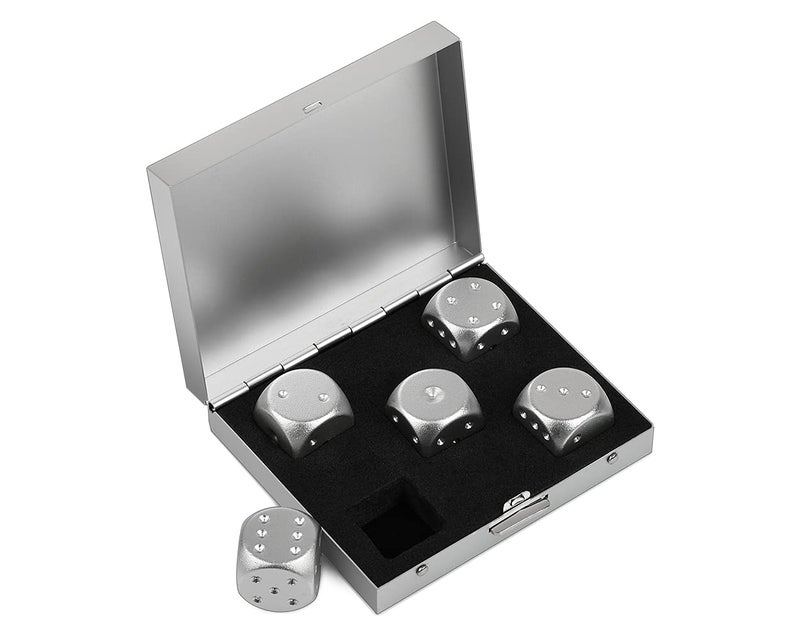 DS.DISTINCTIVE STYLE DSDISTINCTIVE STYLE Aluminum Alloy Dice 5 Pieces 16mm Portable Metal Dices with Case 6 Sided Dice for Party Game - Image 3