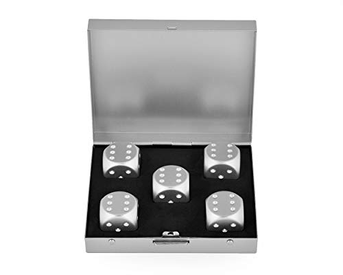 DS.DISTINCTIVE STYLE DSDISTINCTIVE STYLE Aluminum Alloy Dice 5 Pieces 16mm Portable Metal Dices with Case 6 Sided Dice for Party Game - Image 5