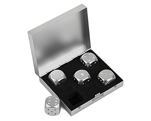 DS.DISTINCTIVE STYLE DSDISTINCTIVE STYLE Aluminum Alloy Dice 5 Pieces 16mm Portable Metal Dices with Case 6 Sided Dice for Party Game - Image 1