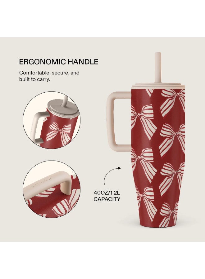 BURGA 40oz 1.2L Insulated Tumbler with Handle & Leakproof Straw Lid – Keeps Drinks Hot 12 Hrs / Cold All Day – Stainless Steel Travel Mug, Cupholder Friendly, Double Wall Vacuum, Reusable Water Bottle Special Delivery  - Image 5