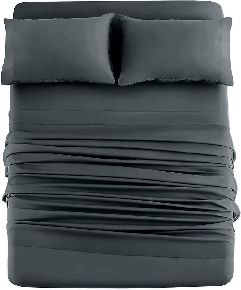 DAN RIVER DAN RIVER California King Jersey Sheet Set|Luxury Heather 100% Cotton Bed Sheets|T-Shirt Sheets|All Season Bedding|Soft Comfortable Deep Pocket Jersey Cotton Bed Sheets (4Pc  Cal King  Dark Gray)  - Image 1