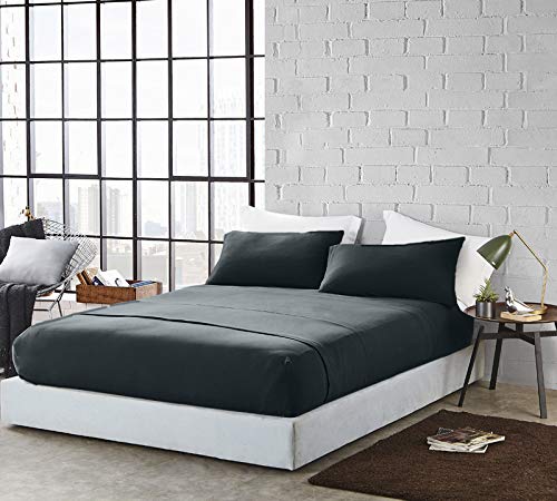 DAN RIVER DAN RIVER California King Jersey Sheet Set|Luxury Heather 100% Cotton Bed Sheets|T-Shirt Sheets|All Season Bedding|Soft Comfortable Deep Pocket Jersey Cotton Bed Sheets (4Pc  Cal King  Dark Gray)  - Image 2