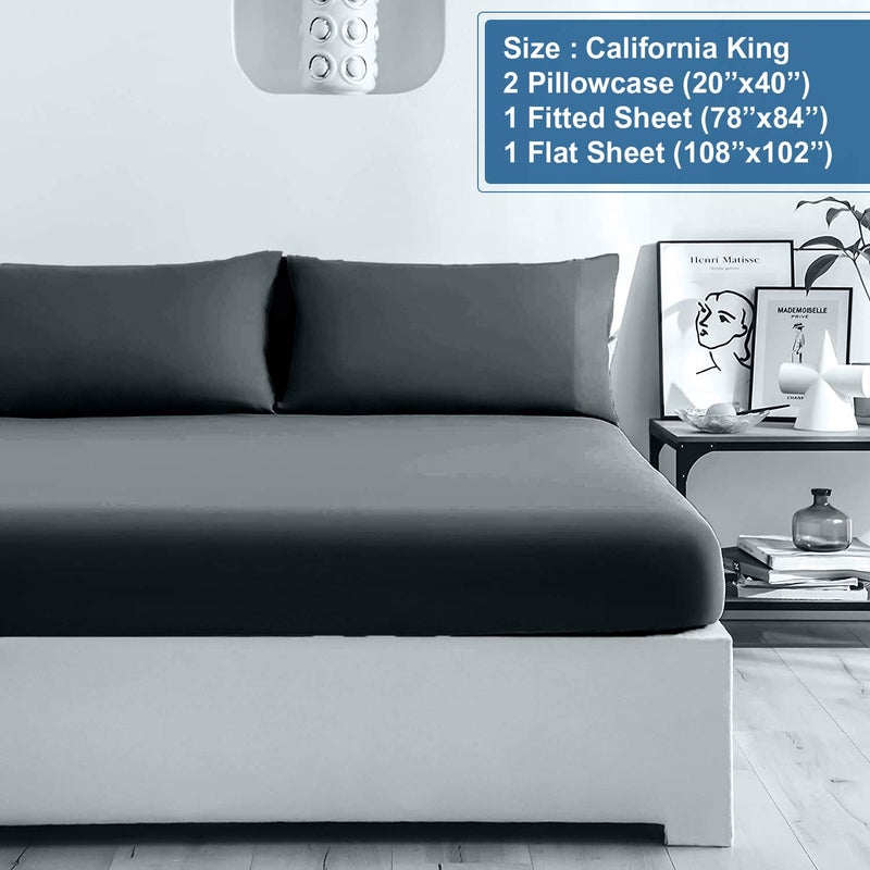 DAN RIVER DAN RIVER California King Jersey Sheet Set|Luxury Heather 100% Cotton Bed Sheets|T-Shirt Sheets|All Season Bedding|Soft Comfortable Deep Pocket Jersey Cotton Bed Sheets (4Pc  Cal King  Dark Gray)  - Image 3