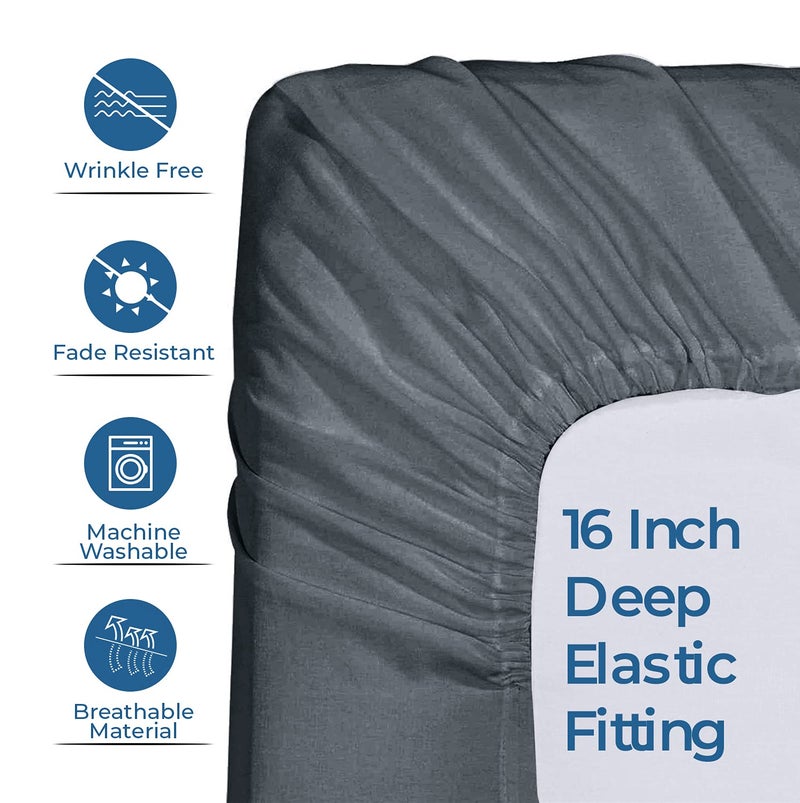 DAN RIVER DAN RIVER California King Jersey Sheet Set|Luxury Heather 100% Cotton Bed Sheets|T-Shirt Sheets|All Season Bedding|Soft Comfortable Deep Pocket Jersey Cotton Bed Sheets (4Pc  Cal King  Dark Gray)  - Image 5