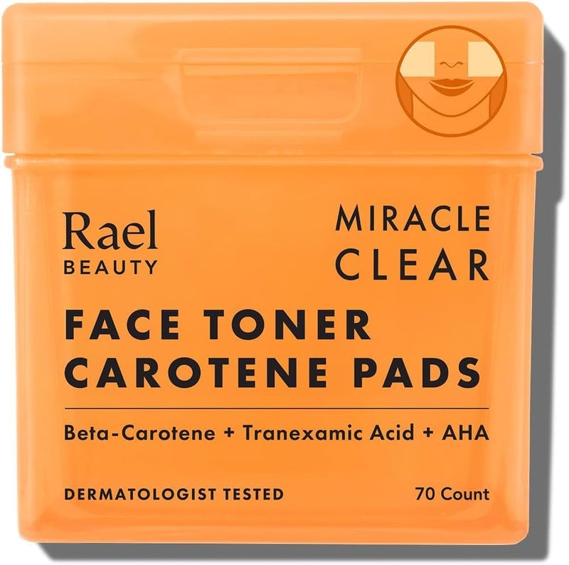 Rael Toner Pads, Cotton Pad for Face – Dual Textured, Exfoliating and Soothing with Carotene, Niacinamide, Hyaluronic Acid, Hydrating, Korean Skin Care (70 Count) - Image 1