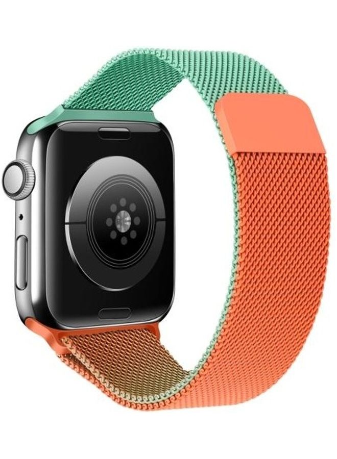 NIBEMINENT Gradient Colour Milan Replacement Strap Watchband for Apple Watch Series 7/6/SE/5/4/3/2/1 42/44/45mm Purple/Green - Image 3