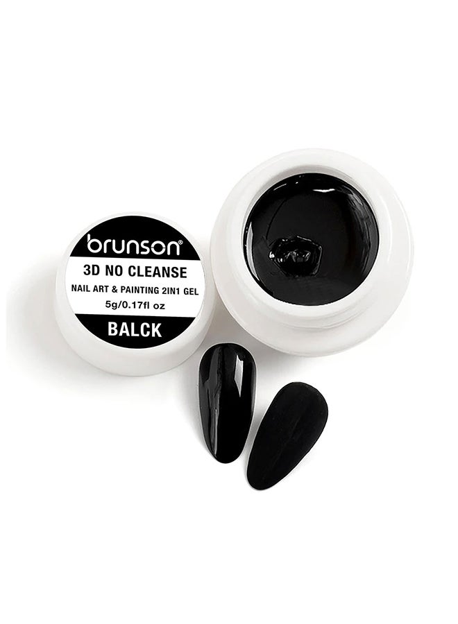 brunson Gel Nail Polish 3D No Cleanse Nail Art & Painting 2in1 Gel paint creamy painting gel for nails arts 5g BLACK