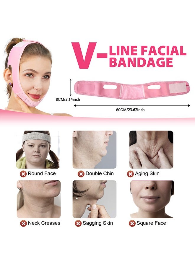 Elaimei Reusable Facial Slimming Strap, V Line Lifting Bandage, Sleep Mask for Face Lift Prevent Sagging (Pink)  - Image 2