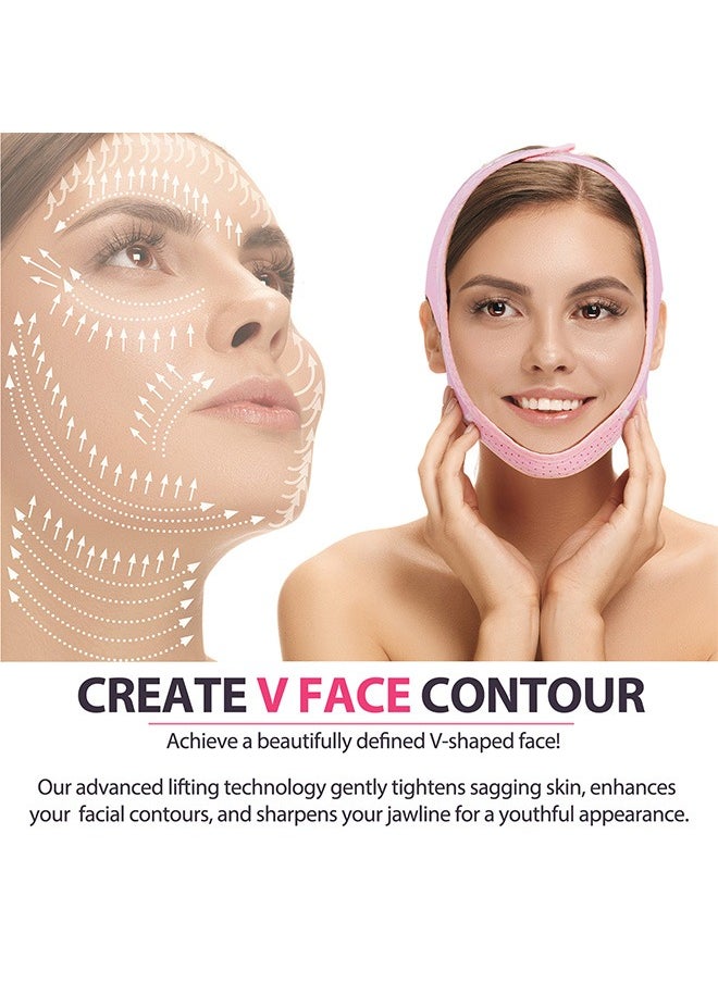 Elaimei Reusable Facial Slimming Strap, V Line Lifting Bandage, Sleep Mask for Face Lift Prevent Sagging (Pink)  - Image 5