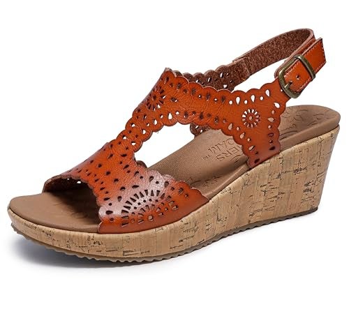 Skechers Women's BEVERLEE - EASY TO ADORE wedge sandal, Luggage 6.5 M - Image 5