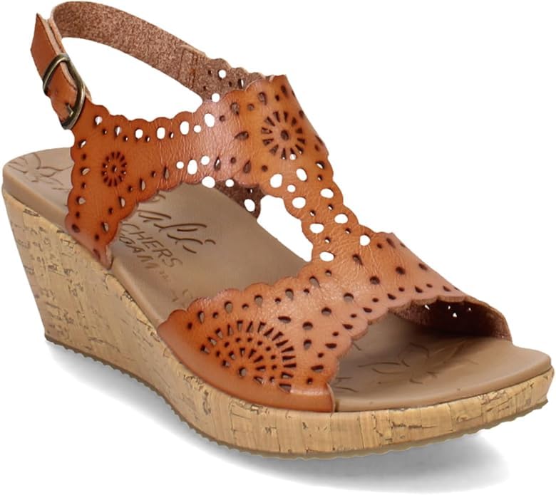 Skechers Women's BEVERLEE - EASY TO ADORE wedge sandal, Luggage 6.5 M - Image 3