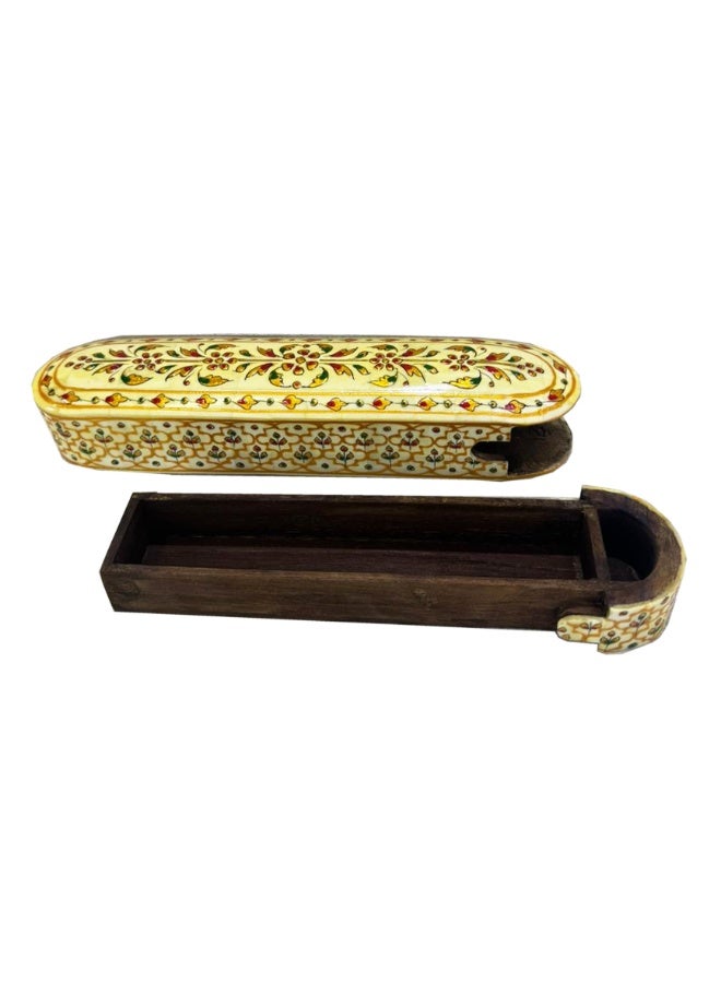 Latas Vintage Handmade Pencil Box Hand Painted Natural Bone Box - Image 2