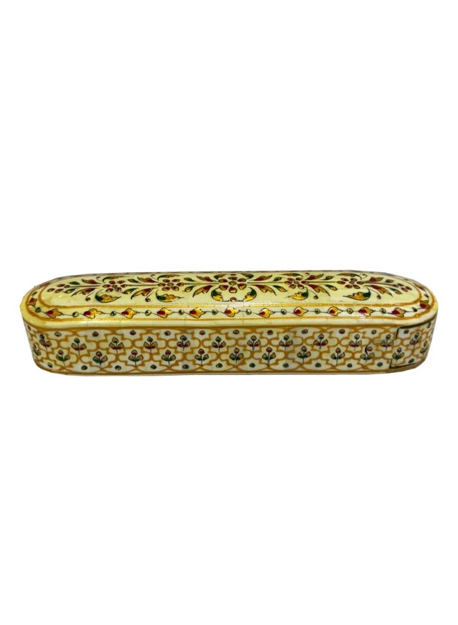 Latas Vintage Handmade Pencil Box Hand Painted Natural Bone Box - Image 1