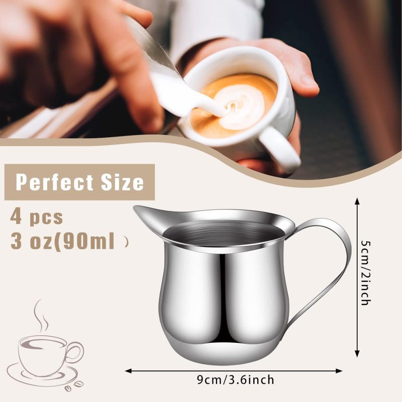 Non-dairy Creamer Pouring Kettle: 8.5*5*8.5cm Stainless Steel - Durable Long-lasting Bell-shaped Stable Form with Wide-mouth Spill-free Design for Everyday Kitchen Use Child-friendly Users - Image 2