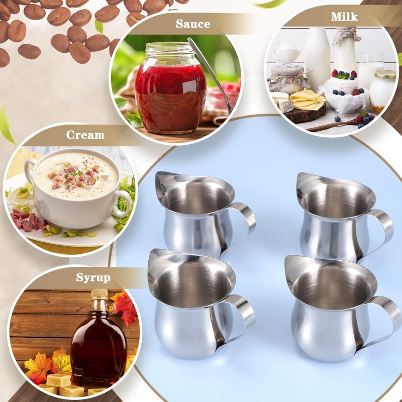 Non-dairy Creamer Pouring Kettle: 8.5*5*8.5cm Stainless Steel - Durable Long-lasting Bell-shaped Stable Form with Wide-mouth Spill-free Design for Everyday Kitchen Use Child-friendly Users - Image 5