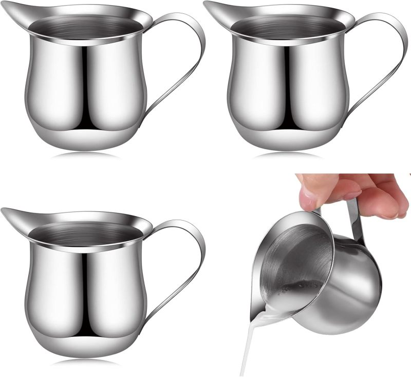 Non-dairy Creamer Pouring Kettle: 8.5*5*8.5cm Stainless Steel - Durable Long-lasting Bell-shaped Stable Form with Wide-mouth Spill-free Design for Everyday Kitchen Use Child-friendly Users - Image 1