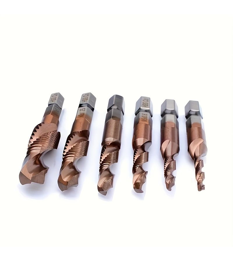 SHAWTY 6 Sets Cobalt Alloy High Speed Steel Drill Bits And Taps With Chamfering And Deburring Metric Size M3 To M10 1 4 Inch Hexagonal Handle Model 3536F C For Home Building And Decoration Tools - Image 4