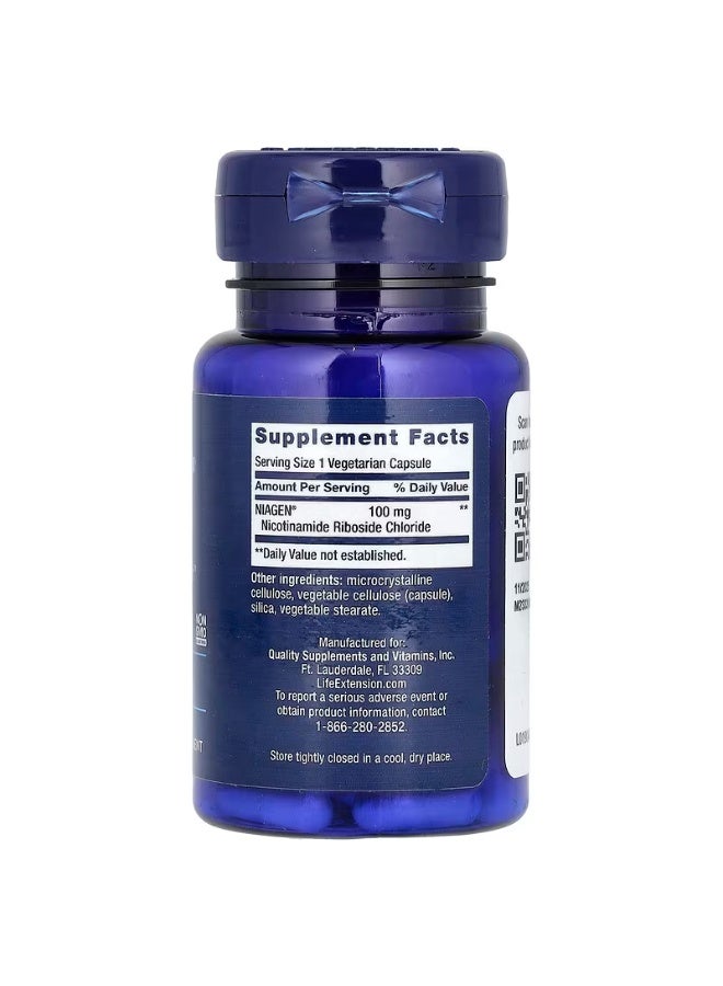 Life Extension NAD+ Cell Regenerator Nicotinamide Riboside 100 mg, 30 Vegetarian Capsules - Image 2
