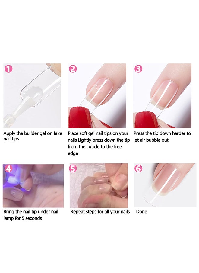 brunson False Nail Tips Soft Gel C-Curved Clear Extra Long Stiletto 550 Pieces SGT07  - Image 5