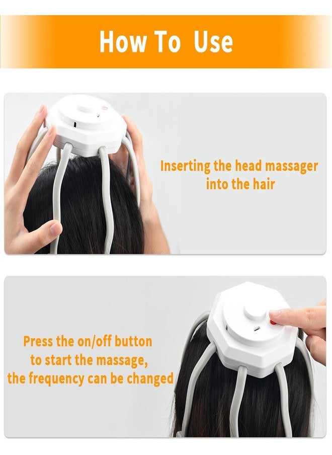 Generic Hair Scalp Massager with 8 Vibrating Contacts, Rechargeable Portable Head Massager for Pain and Anxiety Relief, Stress Relax, Tension, Relaxation, Deep Sleep, Multidimensional relaxation  - Image 4