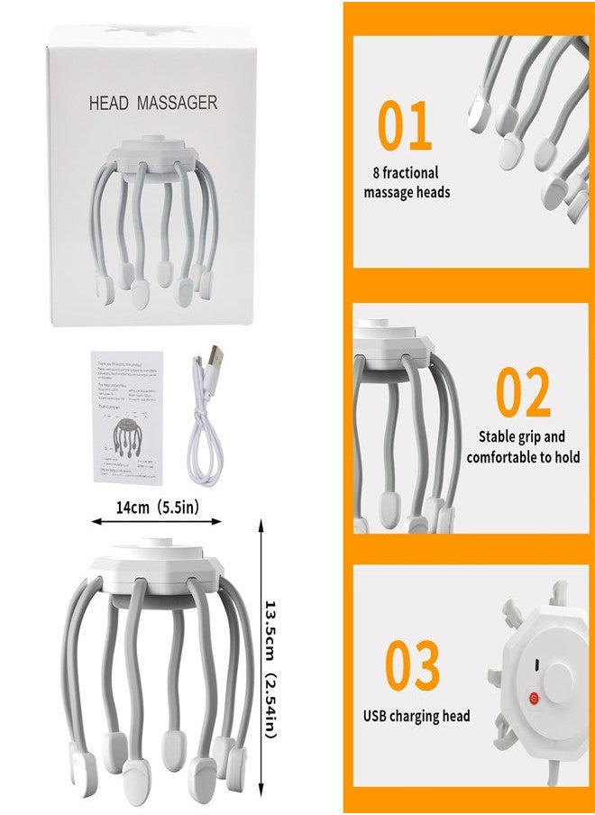 Generic Hair Scalp Massager with 8 Vibrating Contacts, Rechargeable Portable Head Massager for Pain and Anxiety Relief, Stress Relax, Tension, Relaxation, Deep Sleep, Multidimensional relaxation  - Image 2