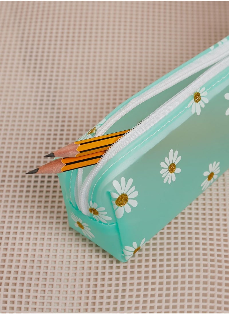 Pink Cactus - Green Daisy Pencil Case - Image 1