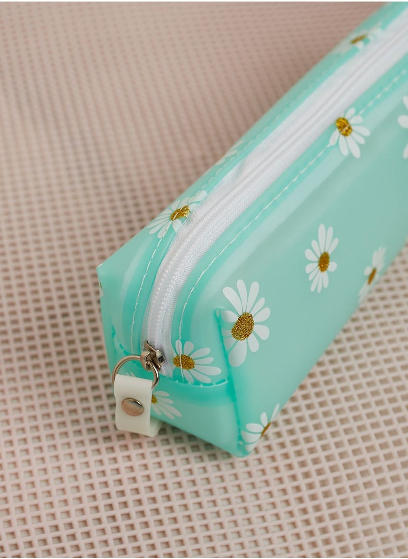 Pink Cactus - Green Daisy Pencil Case - Image 1