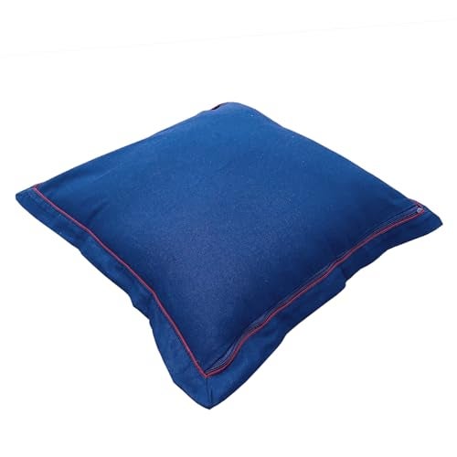 Swayam Set of 2 Solid Cotton Blue Cushion Cover | 16 x 16 Inch | Soft Breathable Fabric with Hidden Zipper | Decorative & Stylish Cushion Covers for Sofa, Living Room, Bedroom & Couch - Image 2
