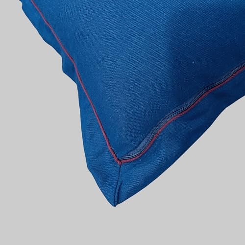 Swayam Set of 2 Solid Cotton Blue Cushion Cover | 16 x 16 Inch | Soft Breathable Fabric with Hidden Zipper | Decorative & Stylish Cushion Covers for Sofa, Living Room, Bedroom & Couch - Image 3