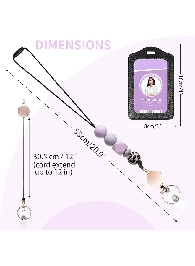 أكس سبرينج حامل شارة الهوية من الجلد الصناعي مع حبل قابل للسحب وحلقة مفاتيح وحامل شارة مع حبل أمان قابل للفصل وبكرات شارة للمعلمين والطلاب في المكاتب - Image 2