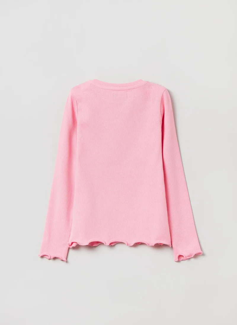 Ovs T-Shirt With Long Ribbed Sleeves