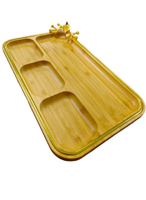 4 Grid Bamboo Cutlery Rectangular Tray